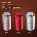 Roam mini waterless diffuser in pink, red and silver