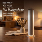 Cordless tower diffuser on a dining table with no cord