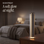 Tower diffuser with a soft glowing base at night