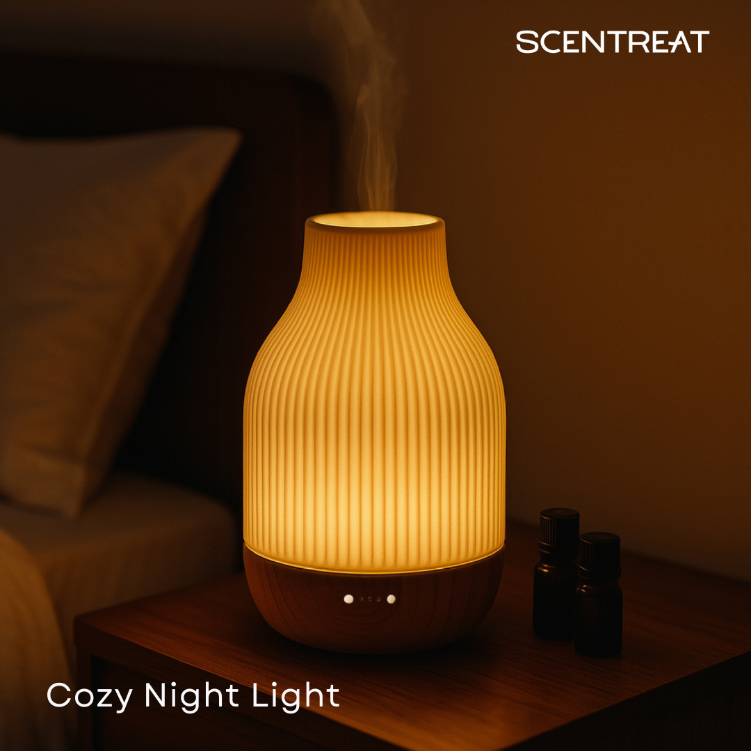 Rubber Wood & Ceramic Ultrasonic Essential Oil Diffuser