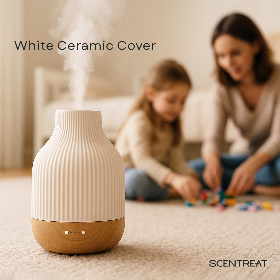 Rubber Wood & Ceramic Ultrasonic Essential Oil Diffuser
