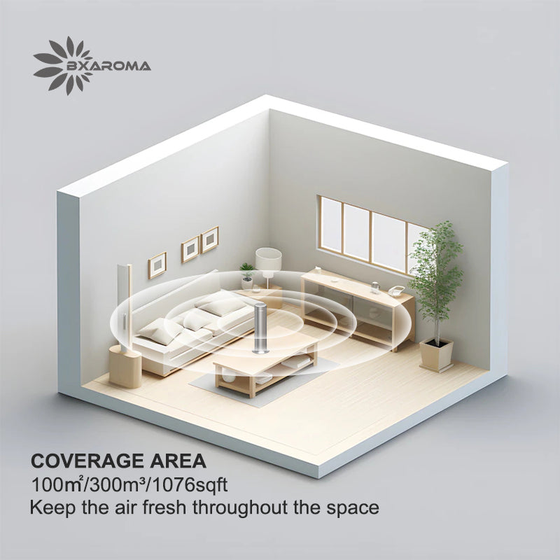 Cold-air diffuser for large rooms covering up to 1,076 sq ft