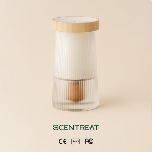 2-in-1 Waterless Ceramic Essential Oil Diffuser & Night Light on a nightstand