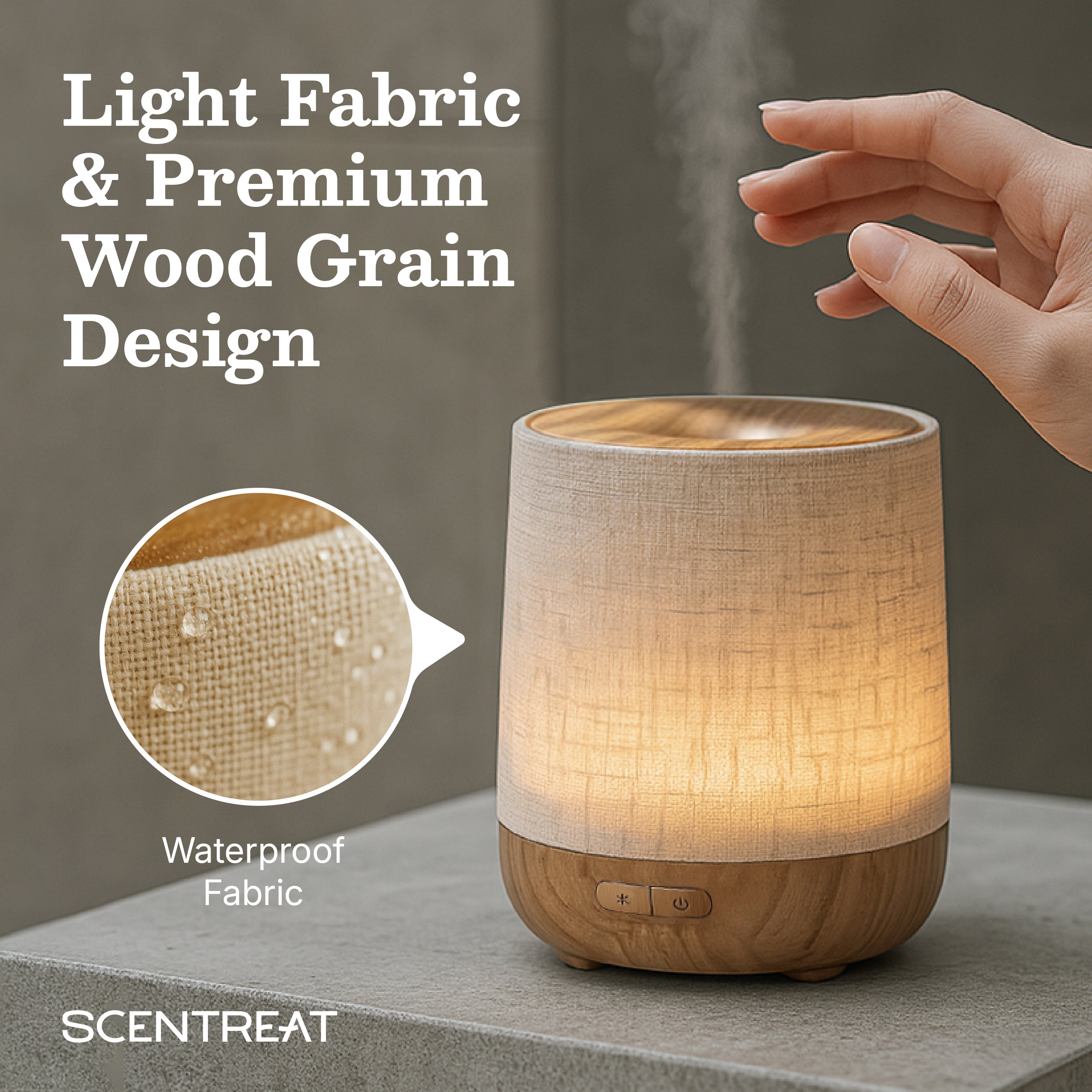 Minimalist Wood Essential Oil Diffuser – 200ml Ultrasonic