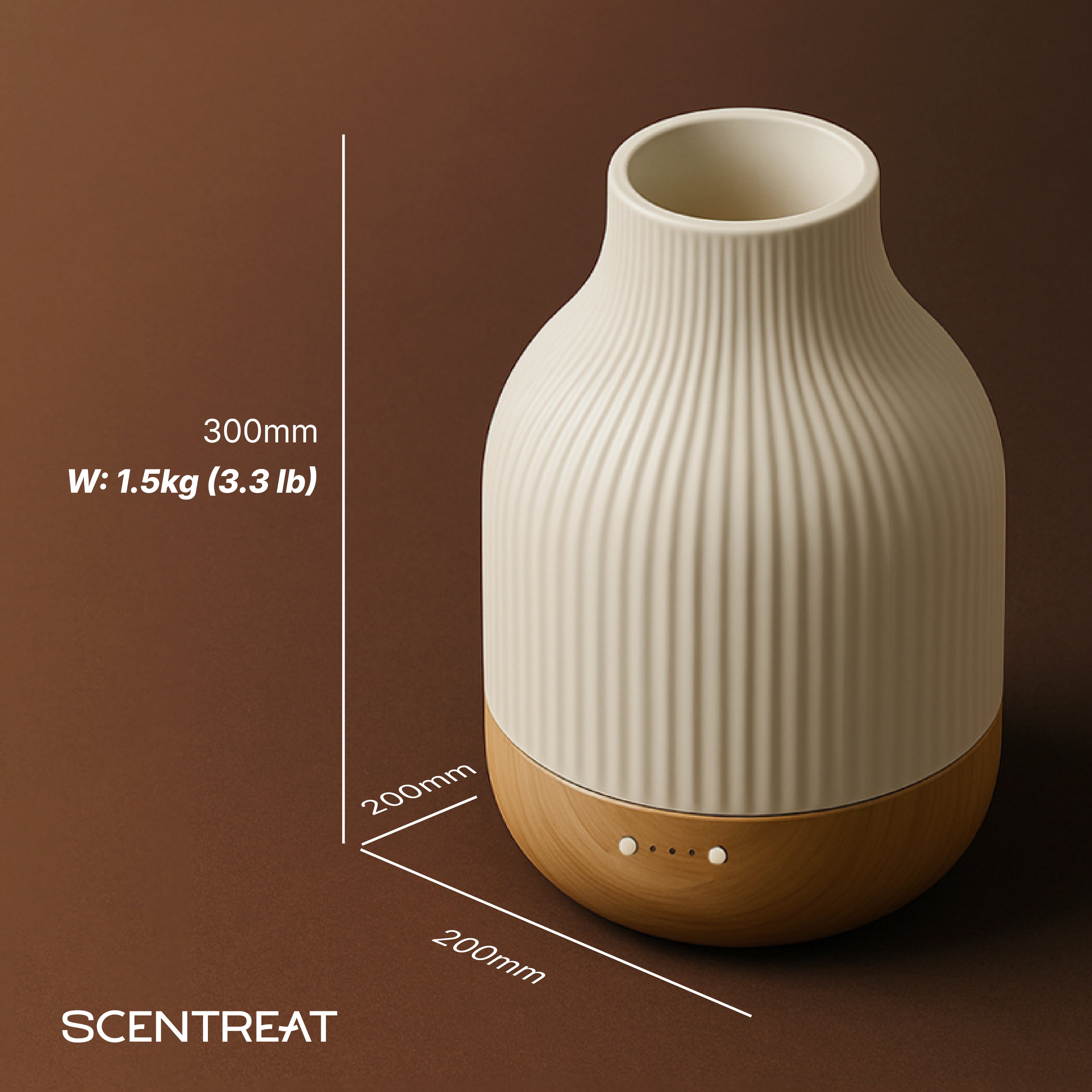 Rubber Wood & Ceramic Ultrasonic Essential Oil Diffuser