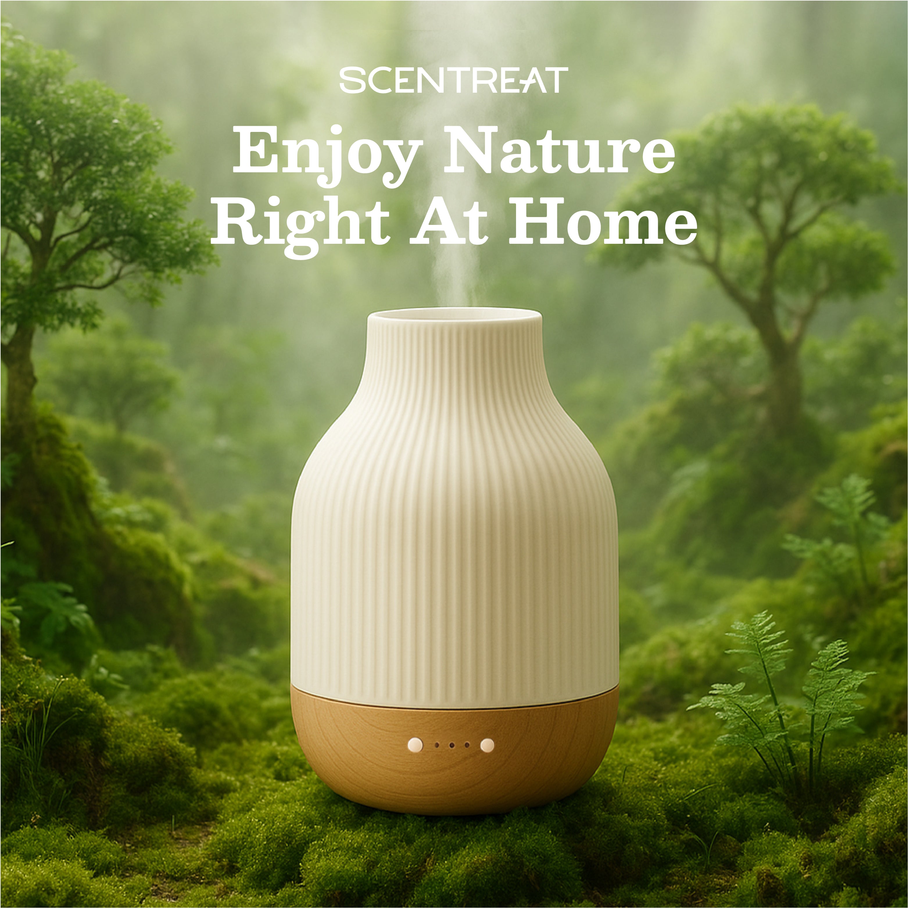 Rubber Wood & Ceramic Ultrasonic Essential Oil Diffuser