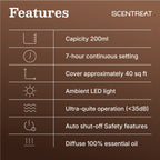 Minimalist Wood Essential Oil Diffuser for Sleep & Wellness – 200ml Ultrasonic