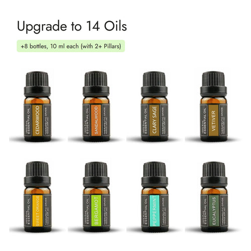 8 essential oils that upgrade the Pillar starter set to 14 oils