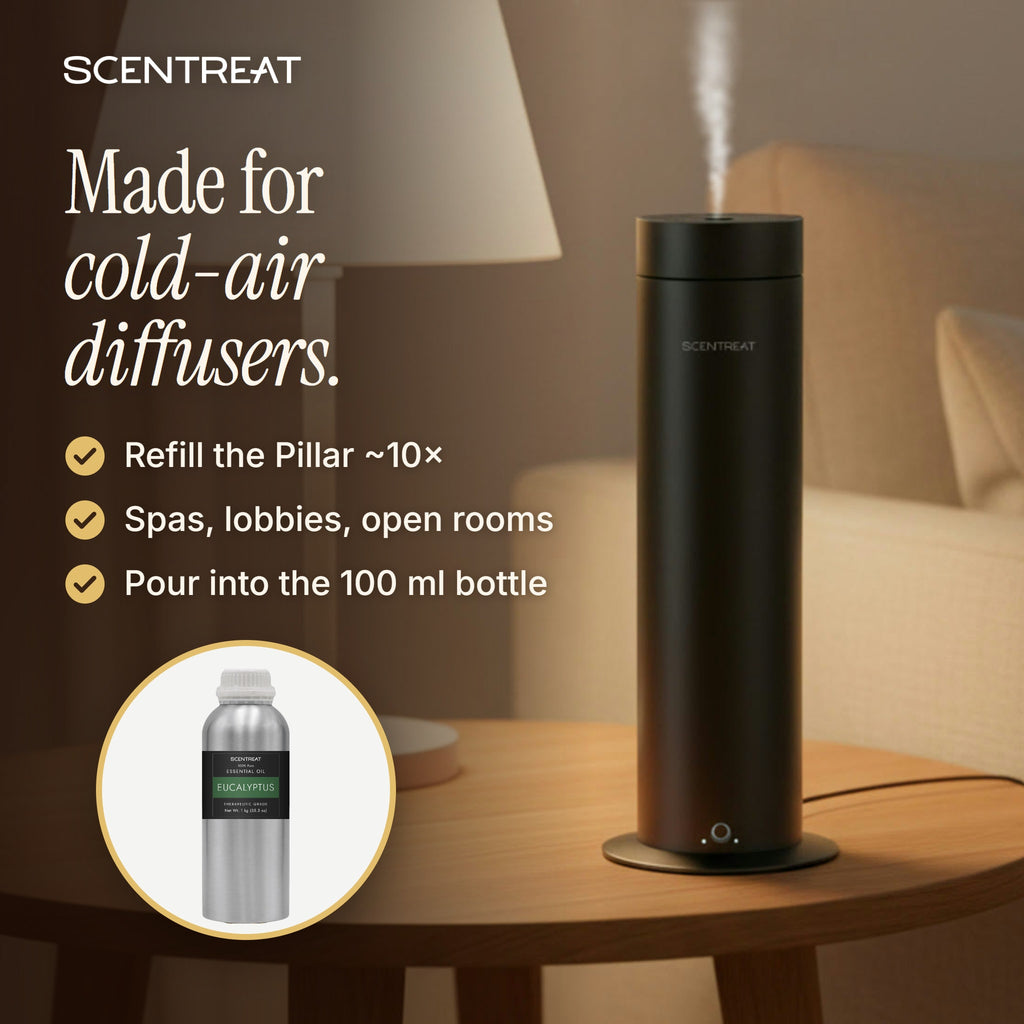Eucalyptus essential oil 1 kg refill for cold-air diffusers like the SCENTREAT Pillar