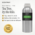 Tea Tree essential oil 1 kg bulk refill in a SCENTREAT aluminum bottle