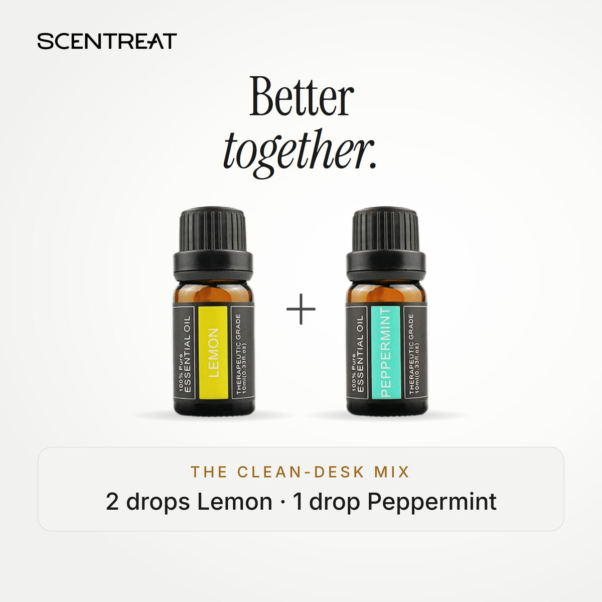 Lemon and Peppermint essential oil diffuser blend for a clean desk
