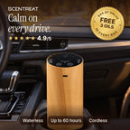 CalmRide car diffuser in a car cup holder, waterless and cordless