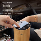 Car diffuser touch controls with 3 mist levels and 1, 2, 3 hour timer