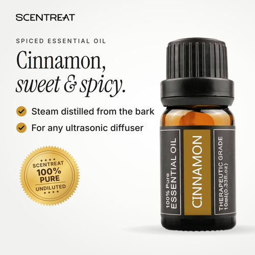 100% pure cinnamon essential oil, sweet, spicy, woody