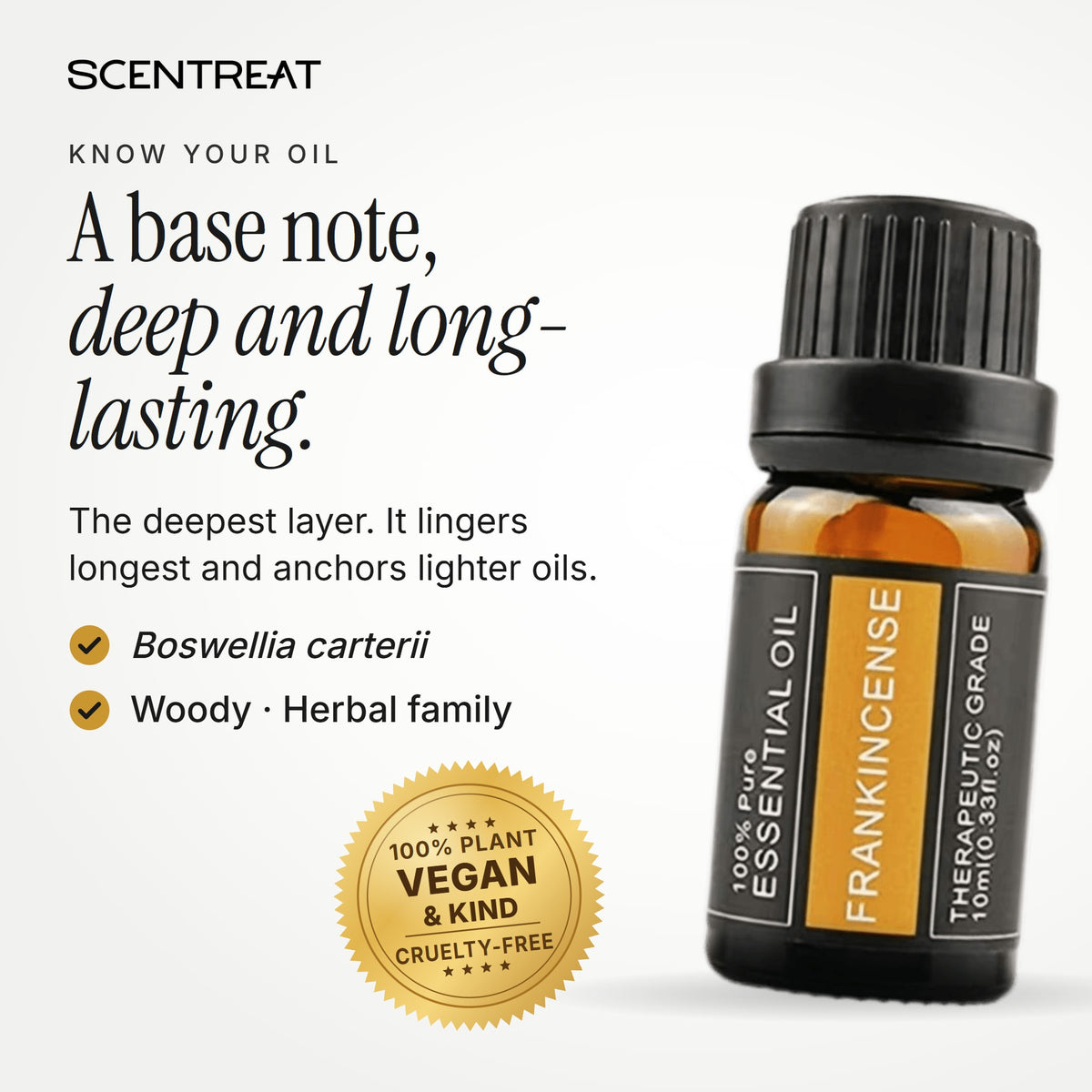 Frankincense essential oil (Boswellia carterii), a base note