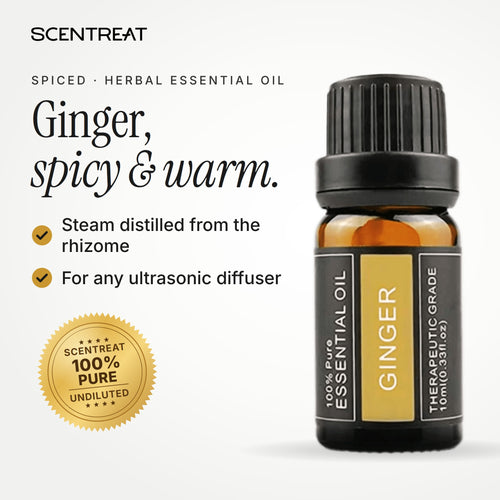 100% pure ginger essential oil, spicy, warm, earthy, slightly citrusy