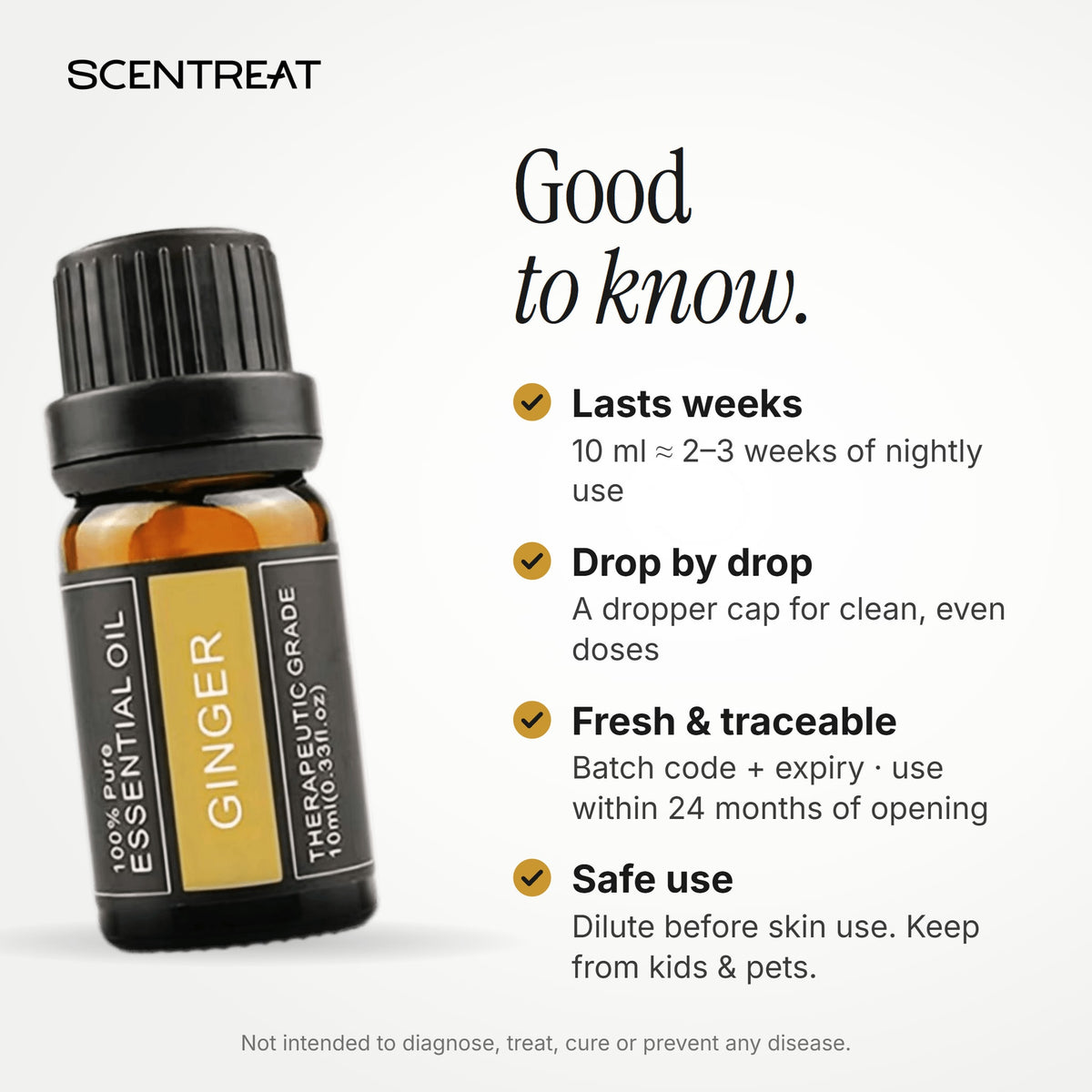 Ginger essential oil storage and safe use