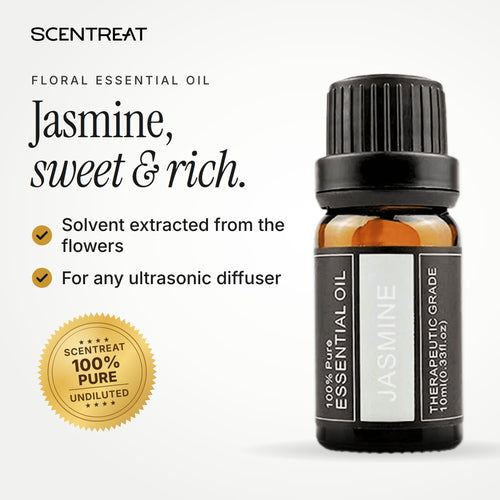 100% pure jasmine essential oil, sweet, rich, warm, intensely floral