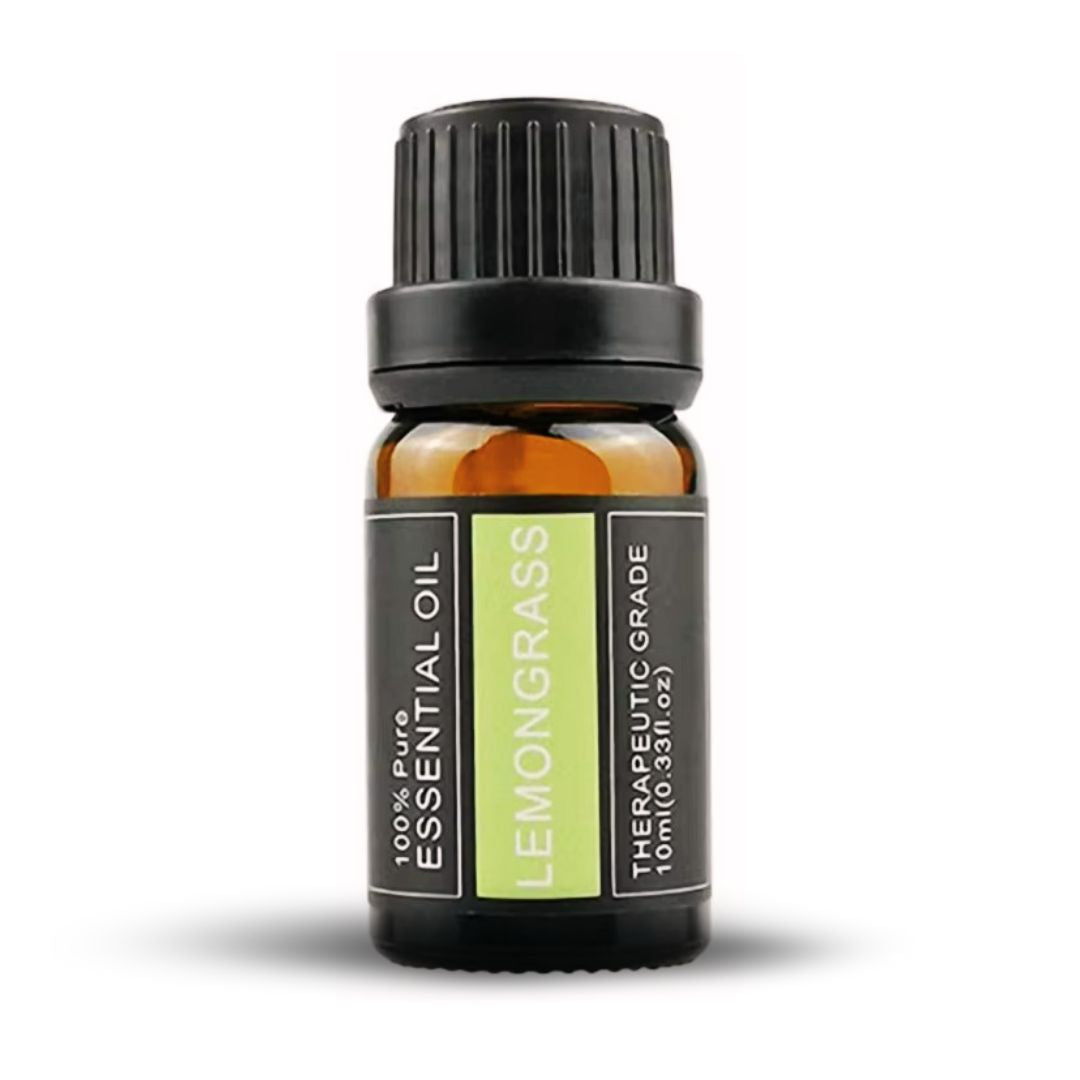 Lemongrass essential oil, 100% pure, 10 ml amber glass bottle