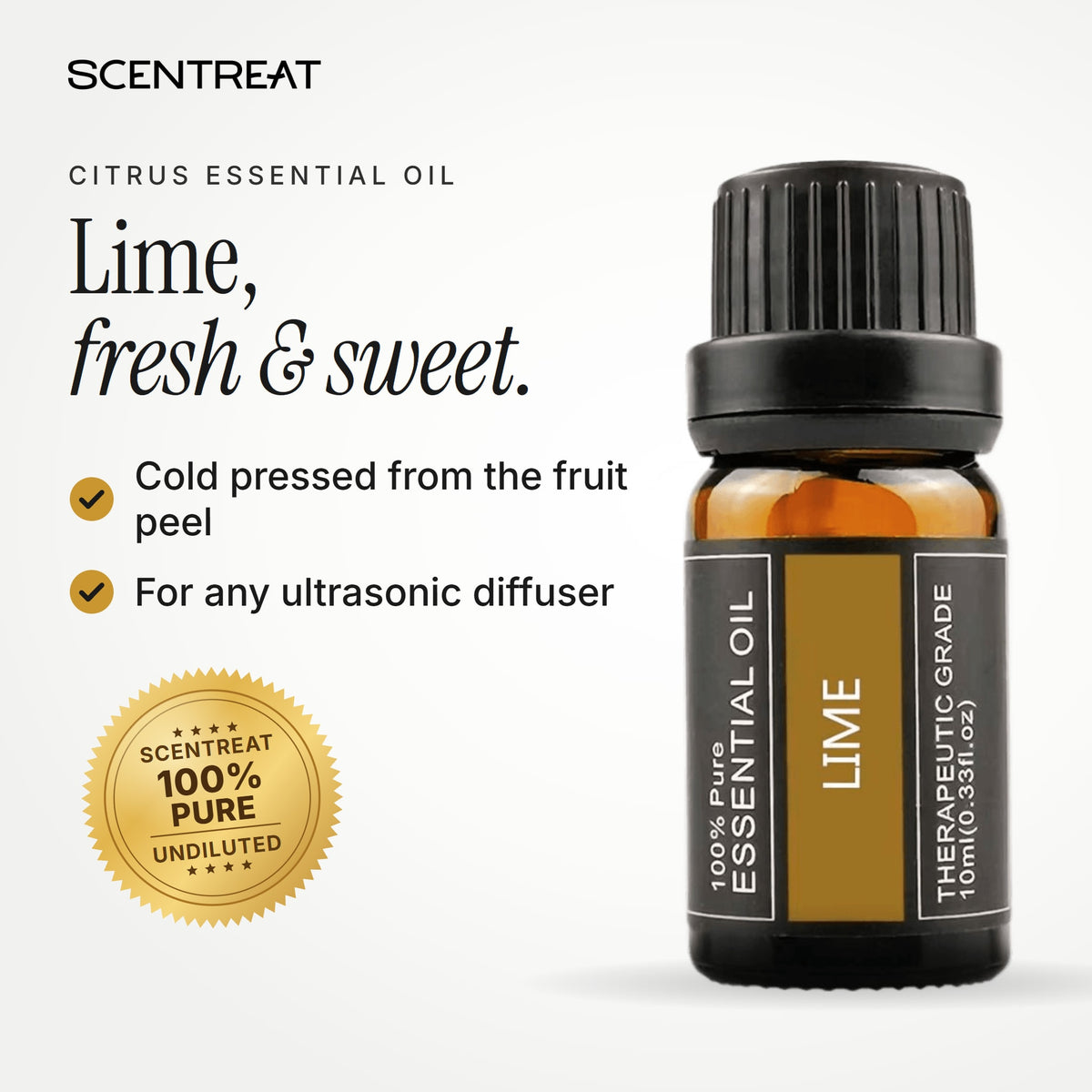 100% pure lime essential oil, fresh, sweet, citrusy, slightly tart