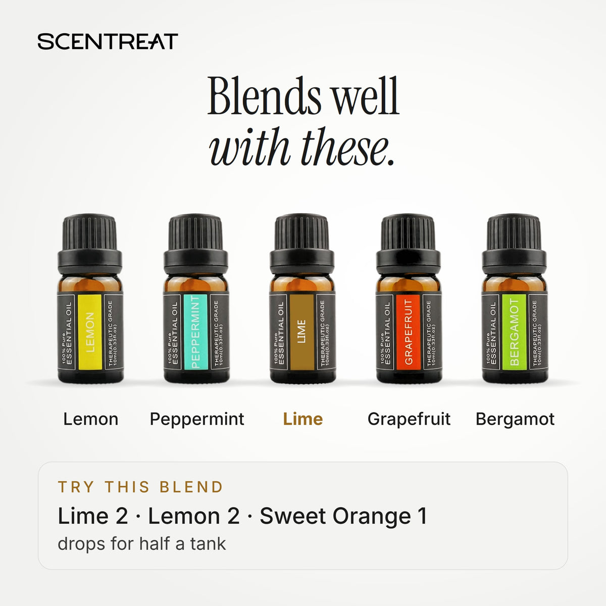 Lime essential oil blends well with Lemon, Peppermint, Grapefruit