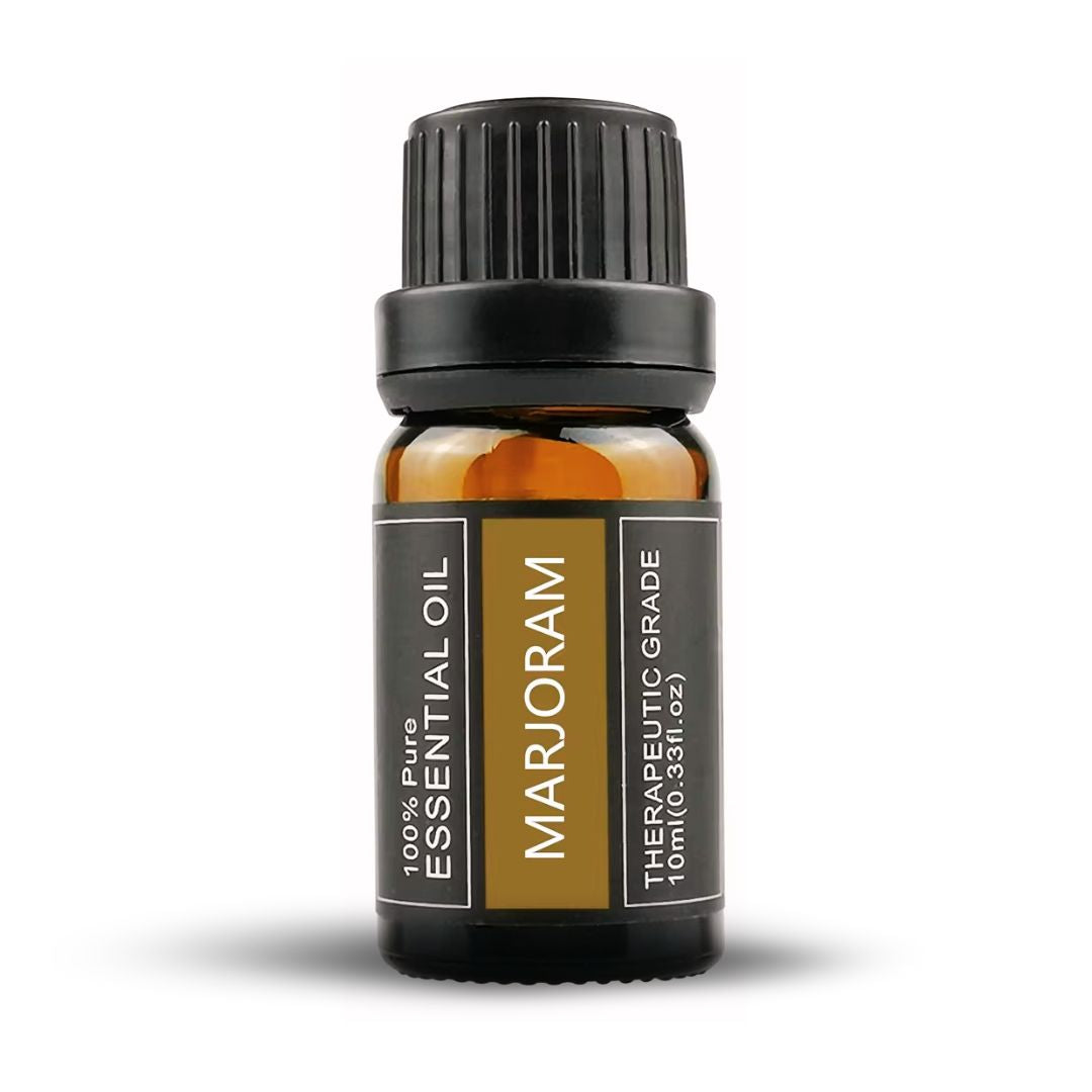 Marjoram essential oil, 100% pure, 10 ml amber glass bottle