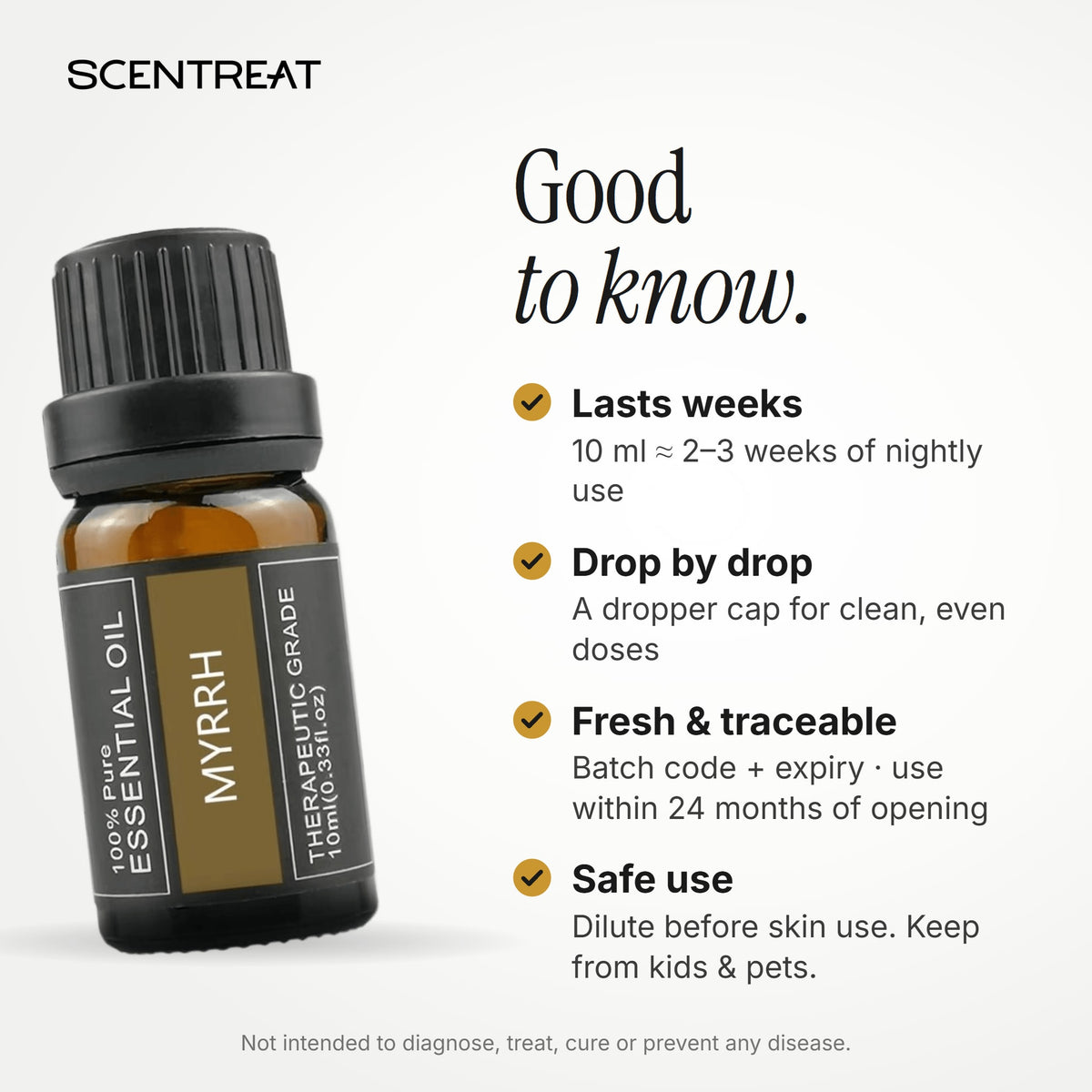 Myrrh essential oil storage and safe use