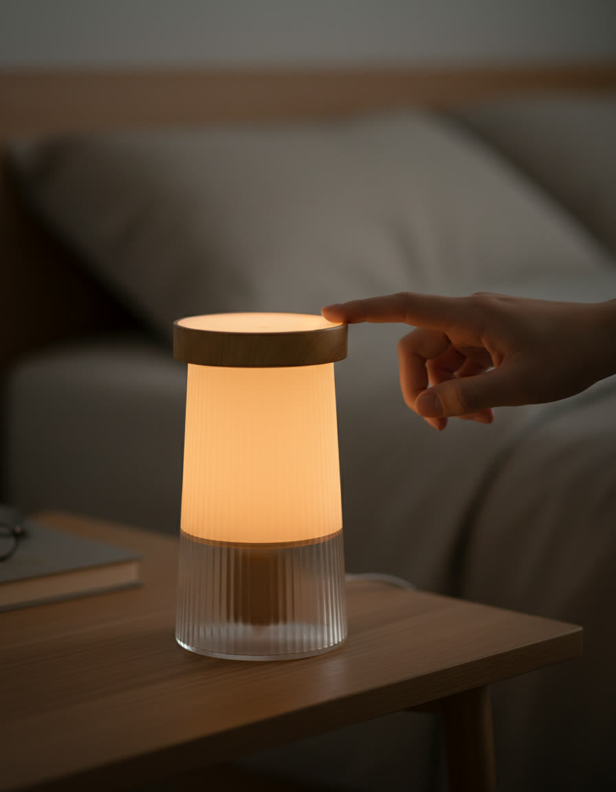 Night Light Diffuser setup: Switch on the mist and the warm night light.
