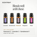 Patchouli essential oil blends well with Lavender, Sandalwood, Bergamot