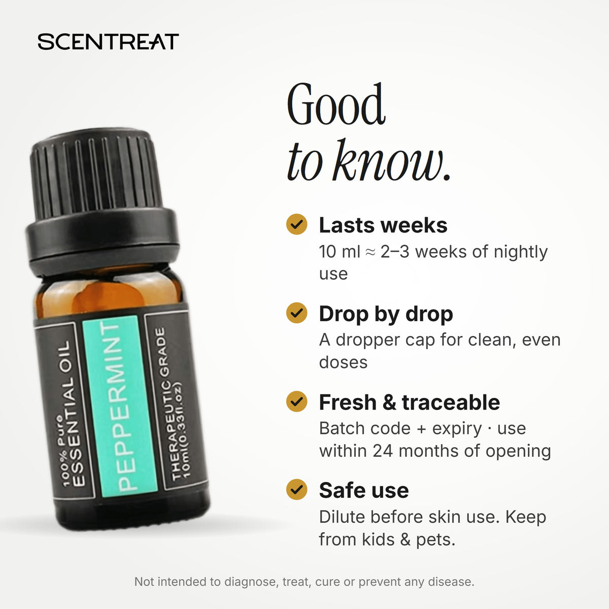 Peppermint essential oil storage and safe use