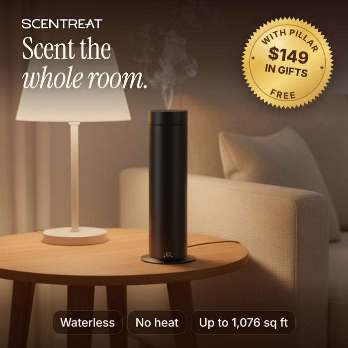 Pillar waterless cold-air diffuser in black scenting a whole living room
