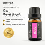 100% pure rose essential oil, floral, rich, sweet, and romantic