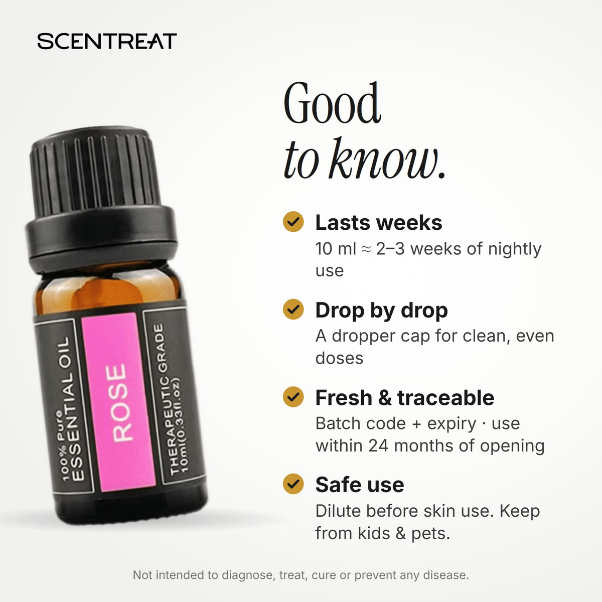 Rose essential oil storage and safe use
