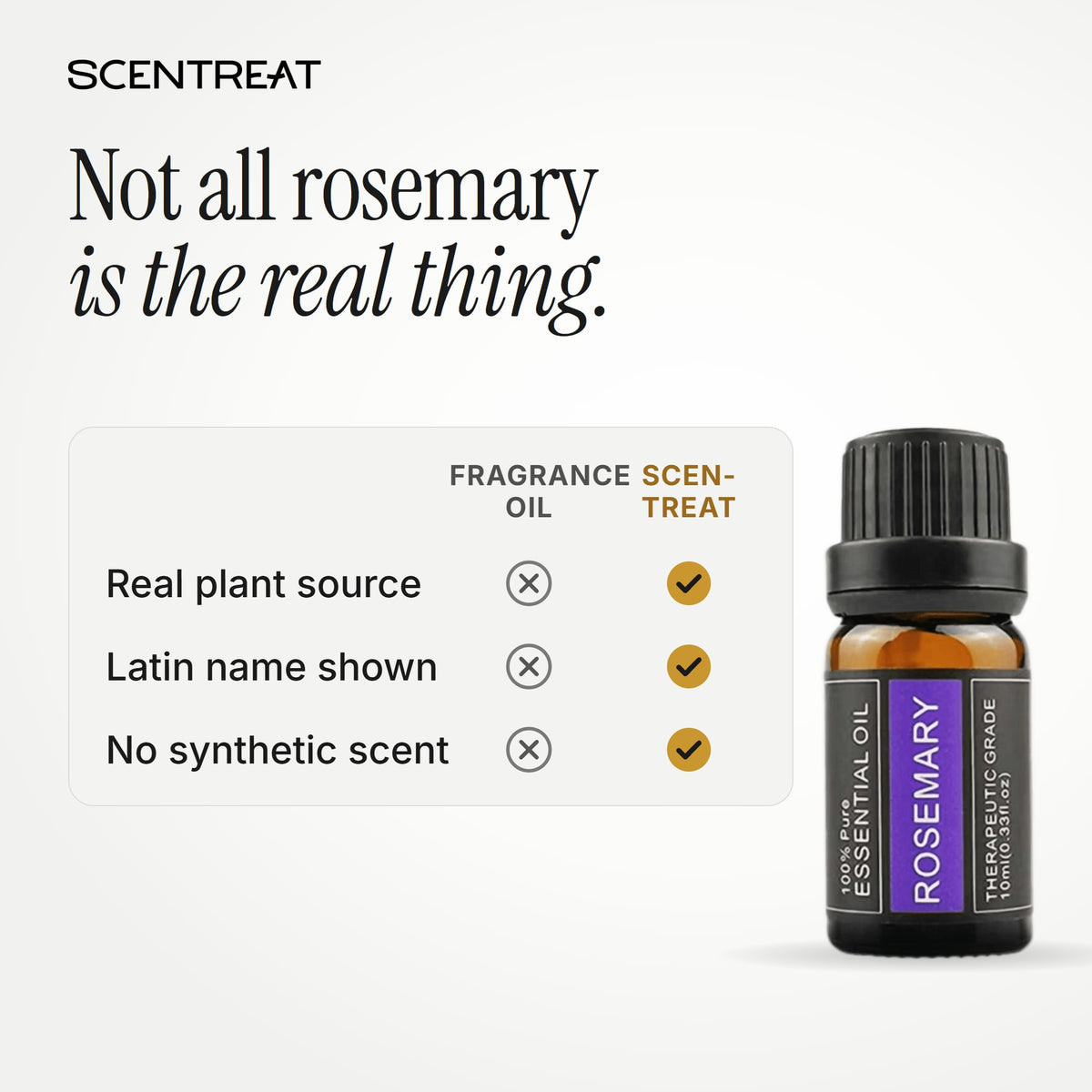 Pure rosemary essential oil vs synthetic fragrance oil