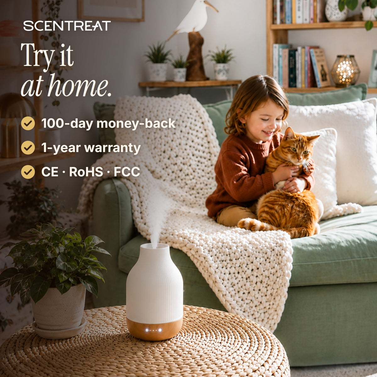 Ceramic Diffuser – 100-day money-back guarantee and warranty