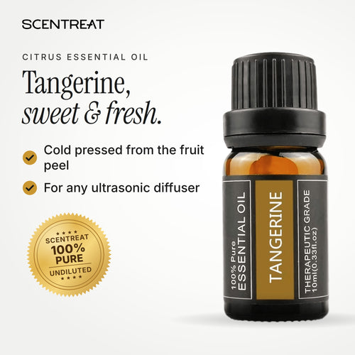 100% pure tangerine essential oil, sweet, fresh, light citrus