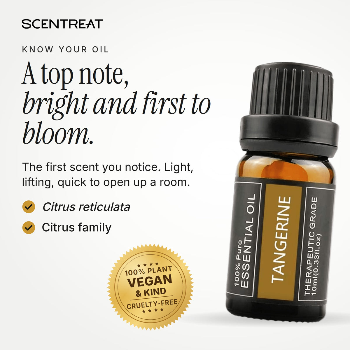 Tangerine essential oil (Citrus reticulata), a top note
