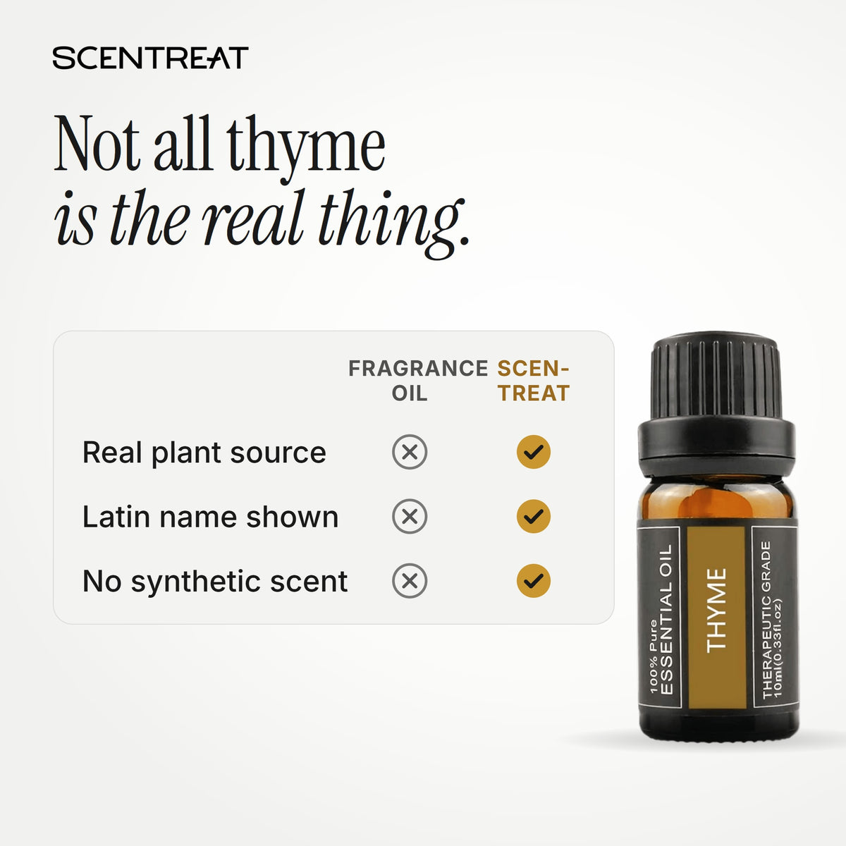 Pure thyme essential oil vs synthetic fragrance oil