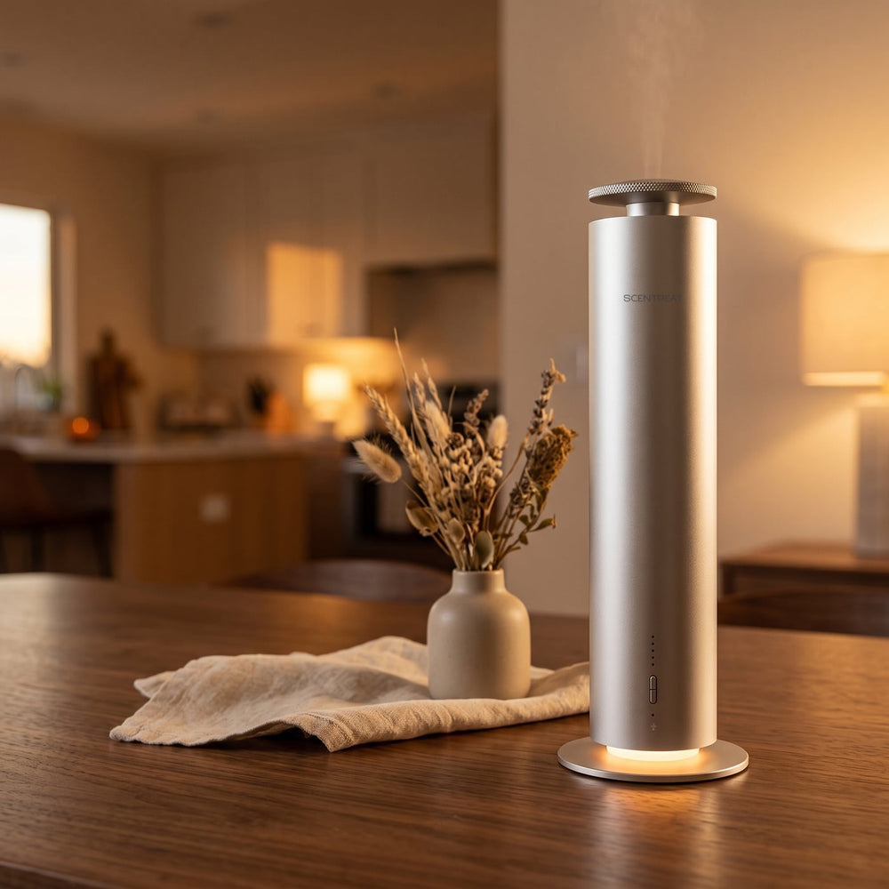 Cordless tower diffuser on a dining table