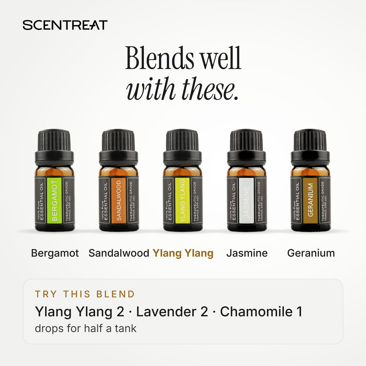 Ylang Ylang essential oil blends well with Bergamot, Sandalwood, Jasmine